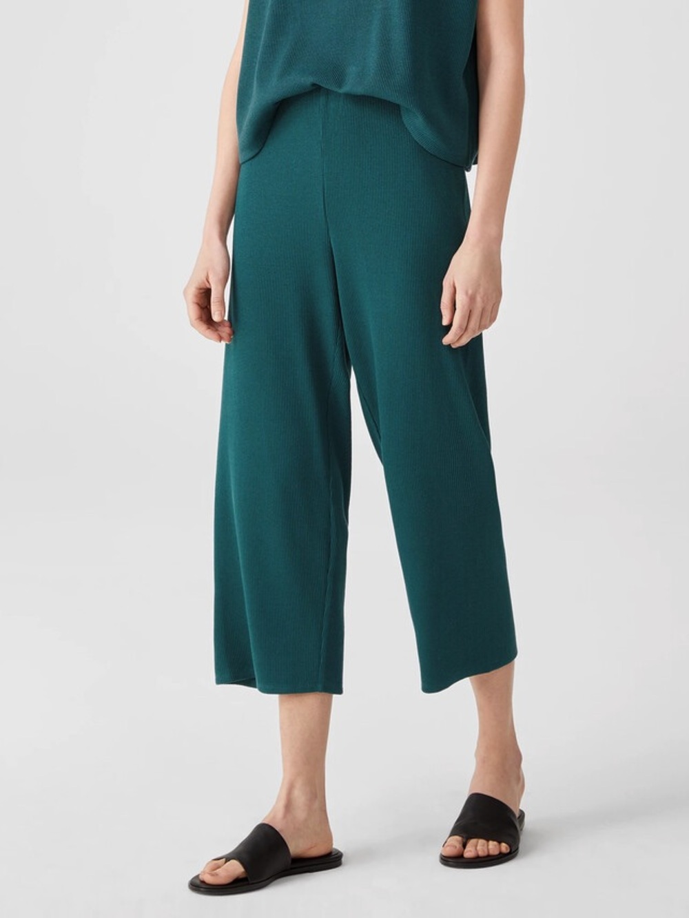 NWT Eileen Fisher Ribbed Organic Cotton Blend Straight Pant